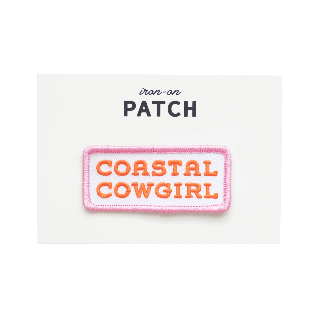 Coastal Cowgirl Embroidered Iron on Patch (Pink+Orange)