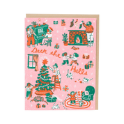 Deck The Halls Christmas Letterpress Greeting Card