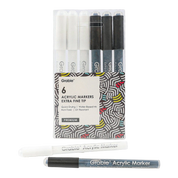 Black & White Extra Fine Tip Acrylic Paint Marker -  Set Of 6