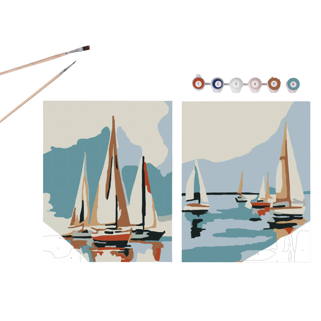 Sailboats at Sea Paint-By-Numbers Kit