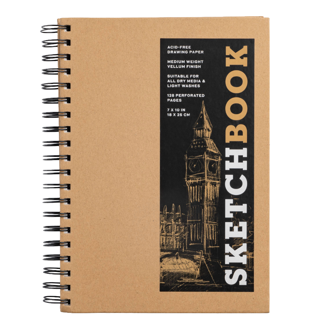 Medium Sketchbook 7 x 10" - Spiral Bound Hardcover (Kraft)