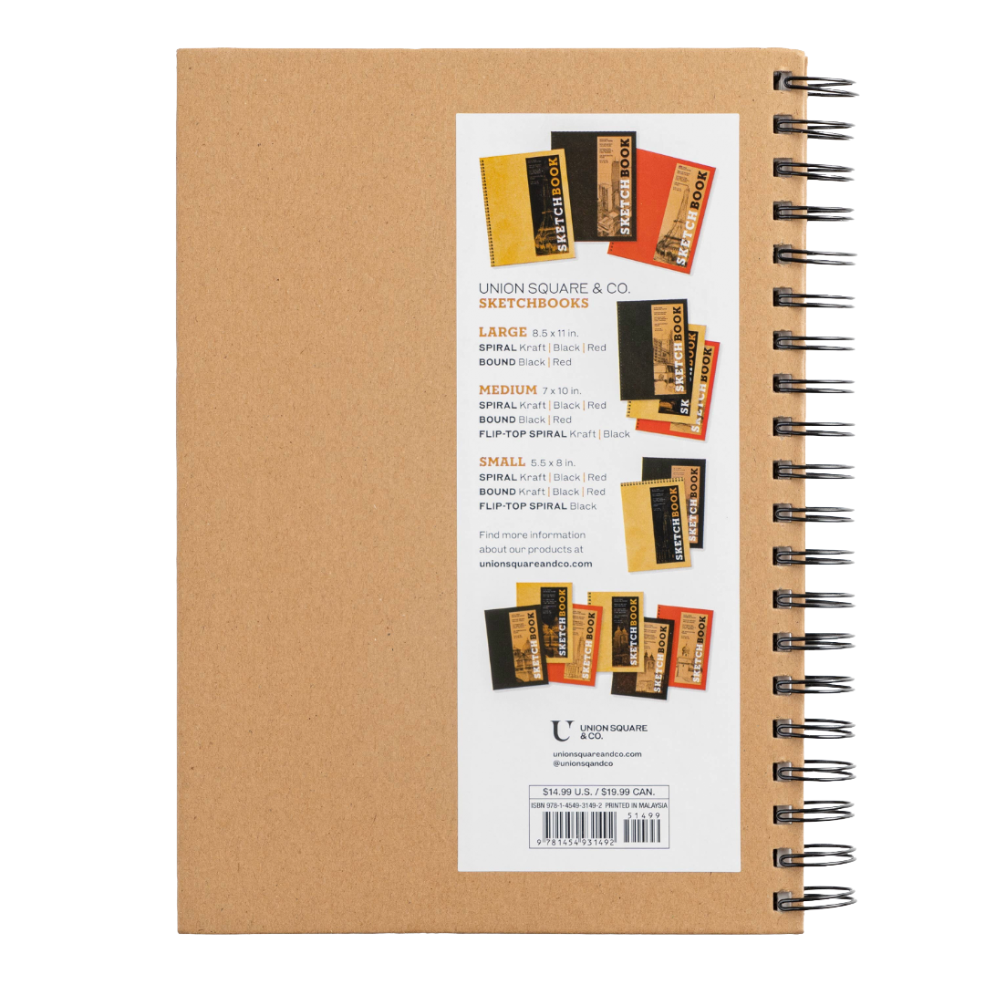 Medium Sketchbook 7 x 10" - Spiral Bound Hardcover (Kraft)
