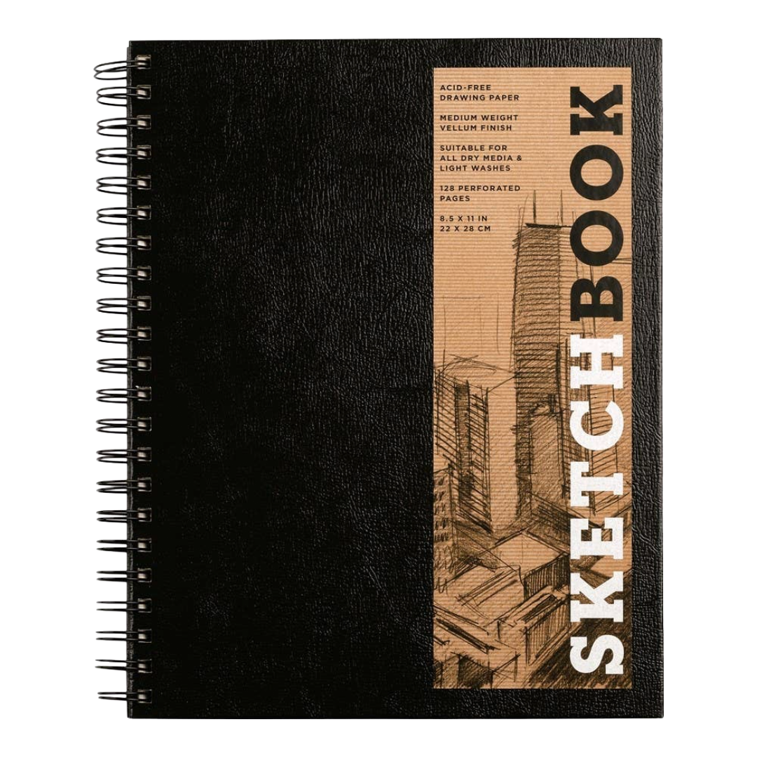 Large Sketchbook 8.5 x 11"-  Spiral Hardcover (Black)