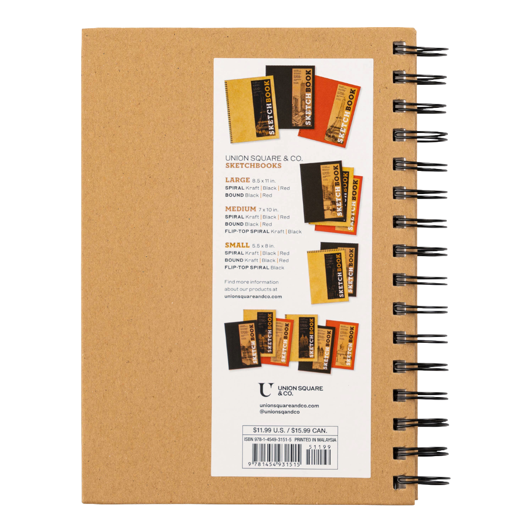 Small Sketchbook 5.5 x 8"-  Spiral Hardcover (Kraft)