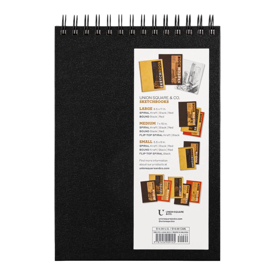 Medium Sketchbook Landscape 10x7"-Spiral Bound Hardcover (Black)