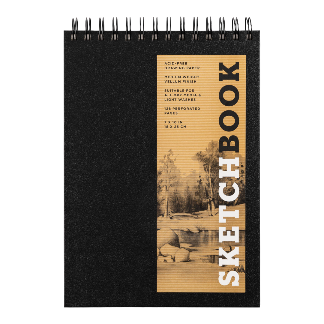 Medium Sketchbook Landscape 10x7"-Spiral Bound Hardcover (Black)