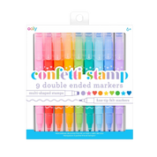 Confetti Stamp Double-Ended Markers - Set of 9