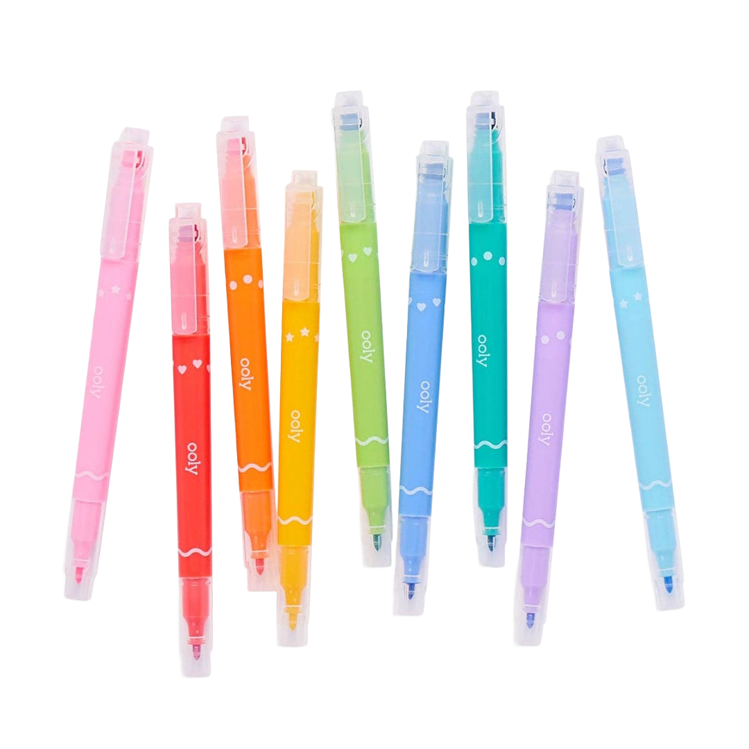 Confetti Stamp Double-Ended Markers - Set of 9