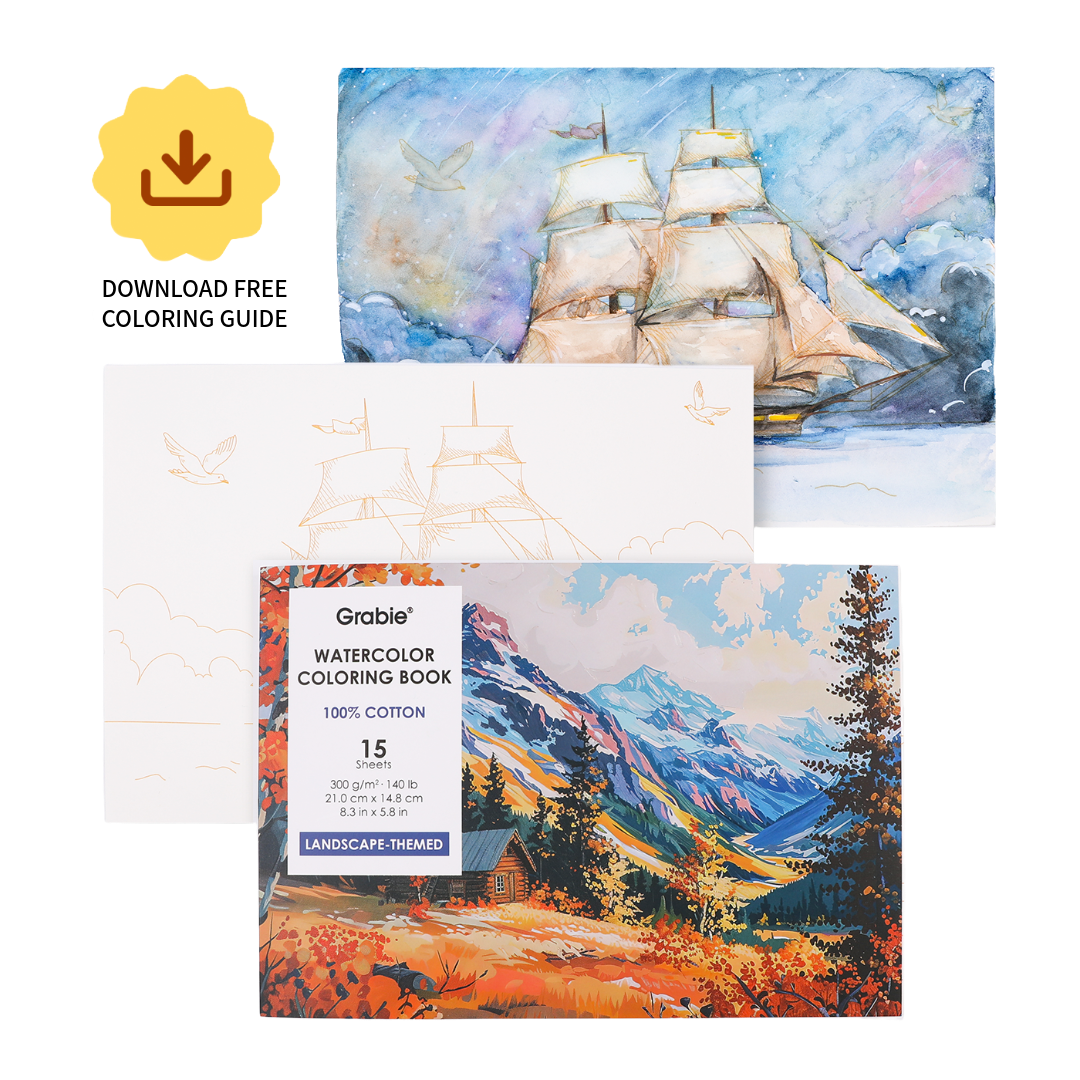 Landscape-Themed Watercolor Coloring Book