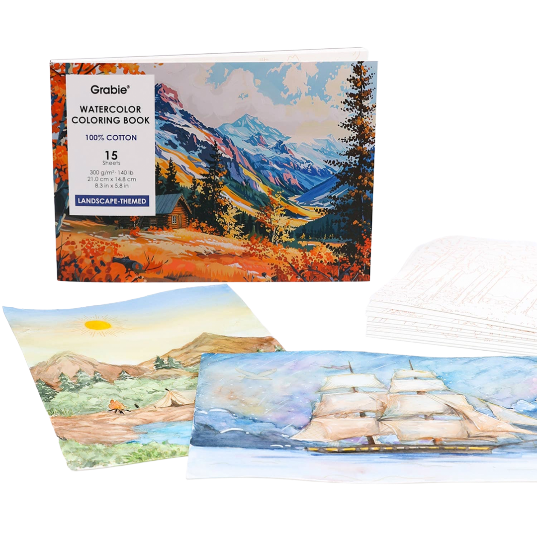 Landscape-Themed Watercolor Coloring Book