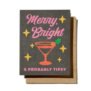 Merry, Bright & Probably Tipsy - Funny Holiday Greeting Card