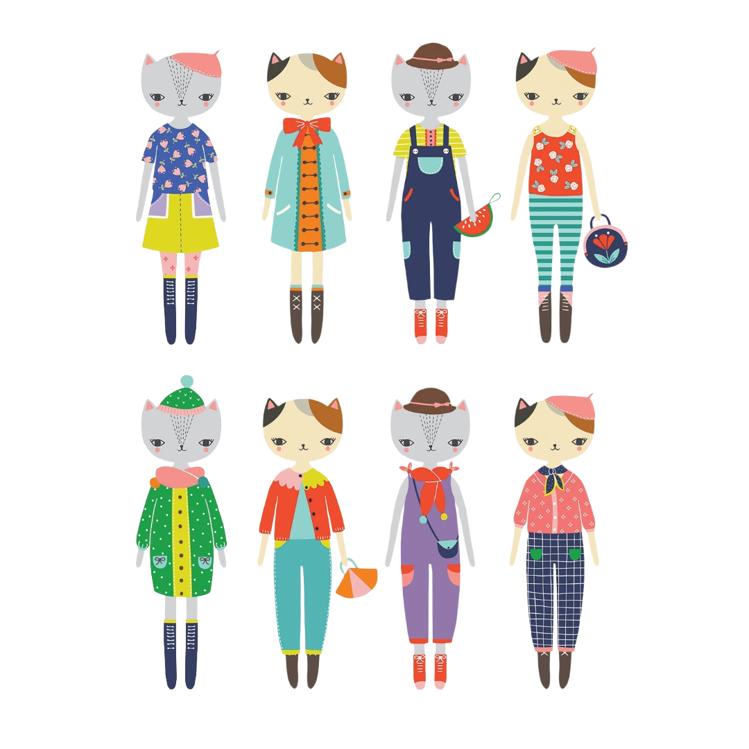 Cat Fashion Magnetic Figures