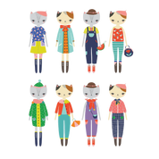 Cat Fashion Magnetic Figures