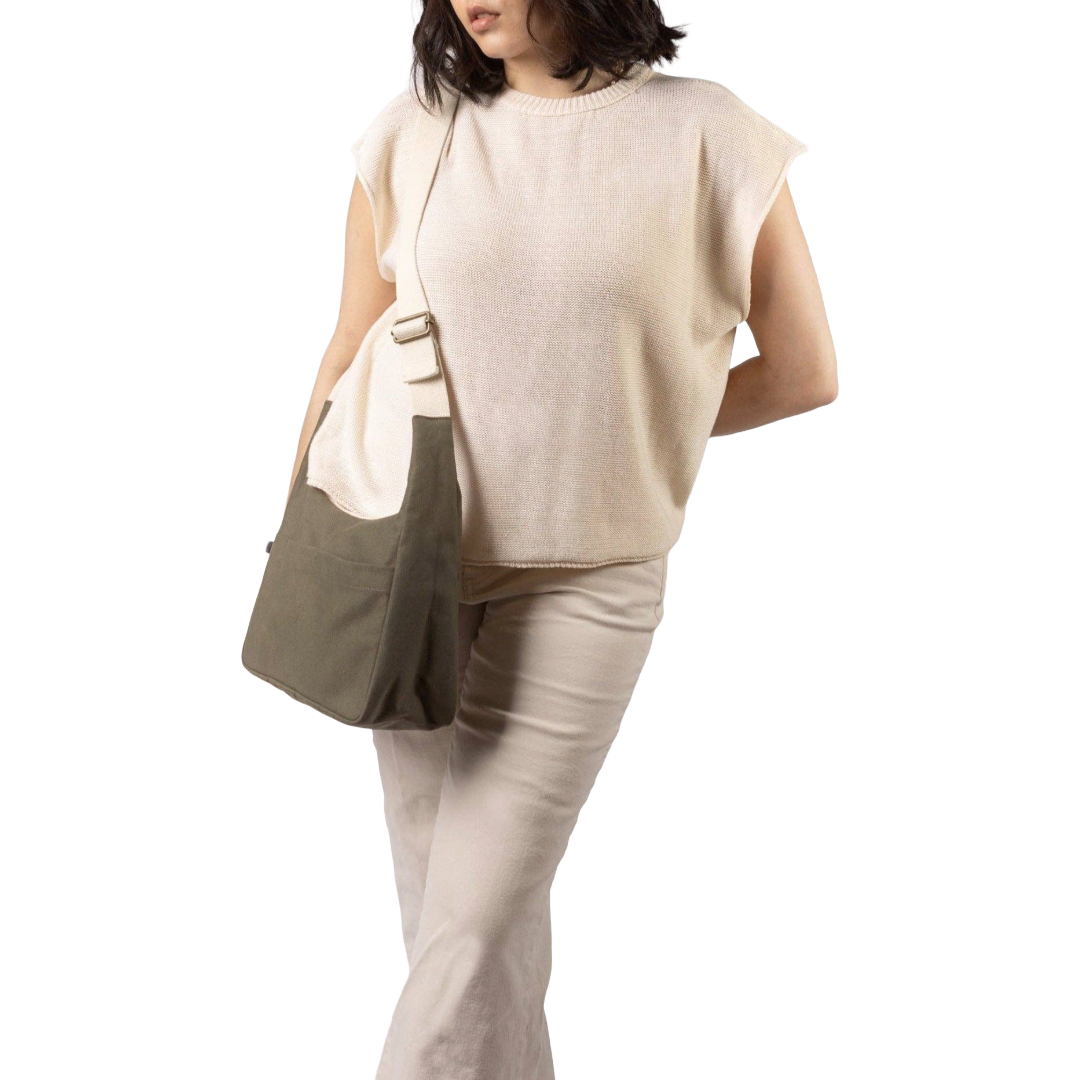 Organic Cotton Satchel Bag - Dark Olive