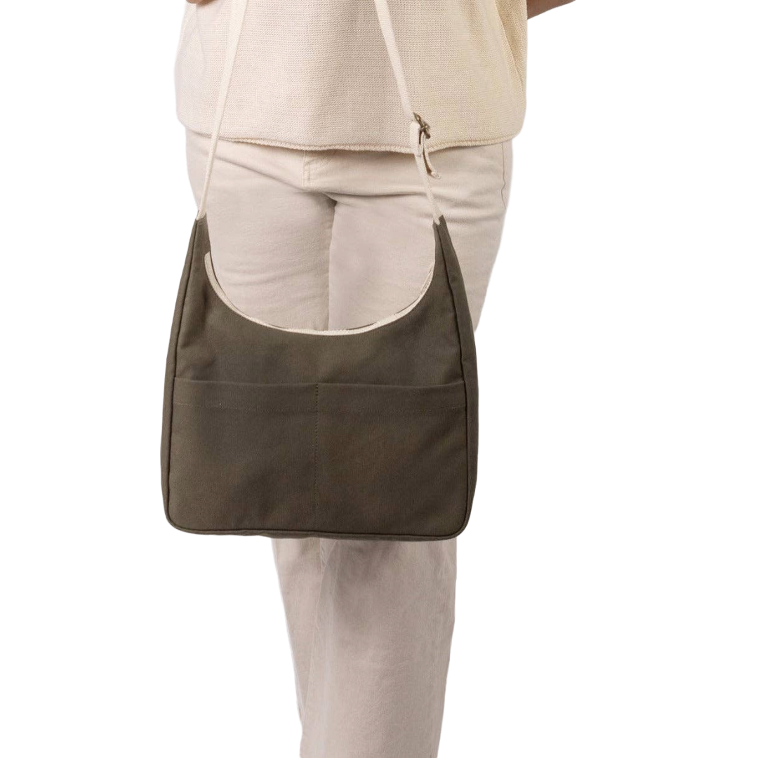 Organic Cotton Satchel Bag - Dark Olive