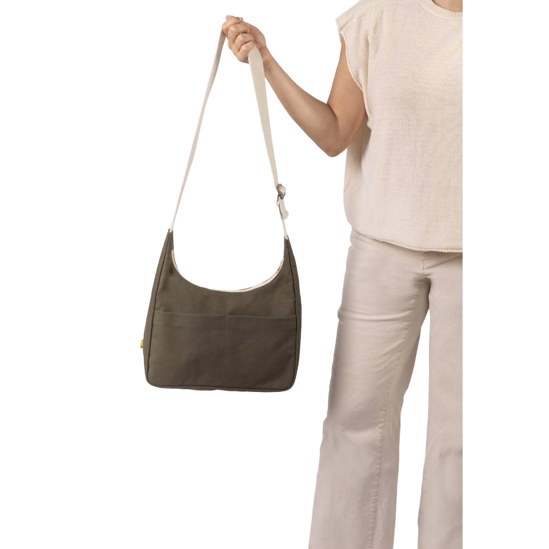 Organic Cotton Satchel Bag - Dark Olive
