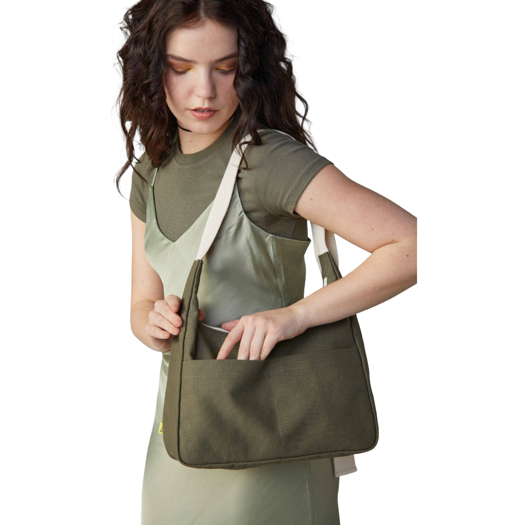 Organic Cotton Satchel Bag - Dark Olive