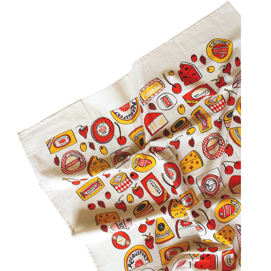 Cheese Shop Screen Printed Tea Towel