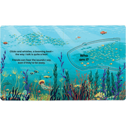 Children's book open with pages of an underwater scene.
