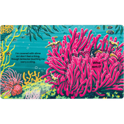 Colorful open book with pages of a coral and marine life design.