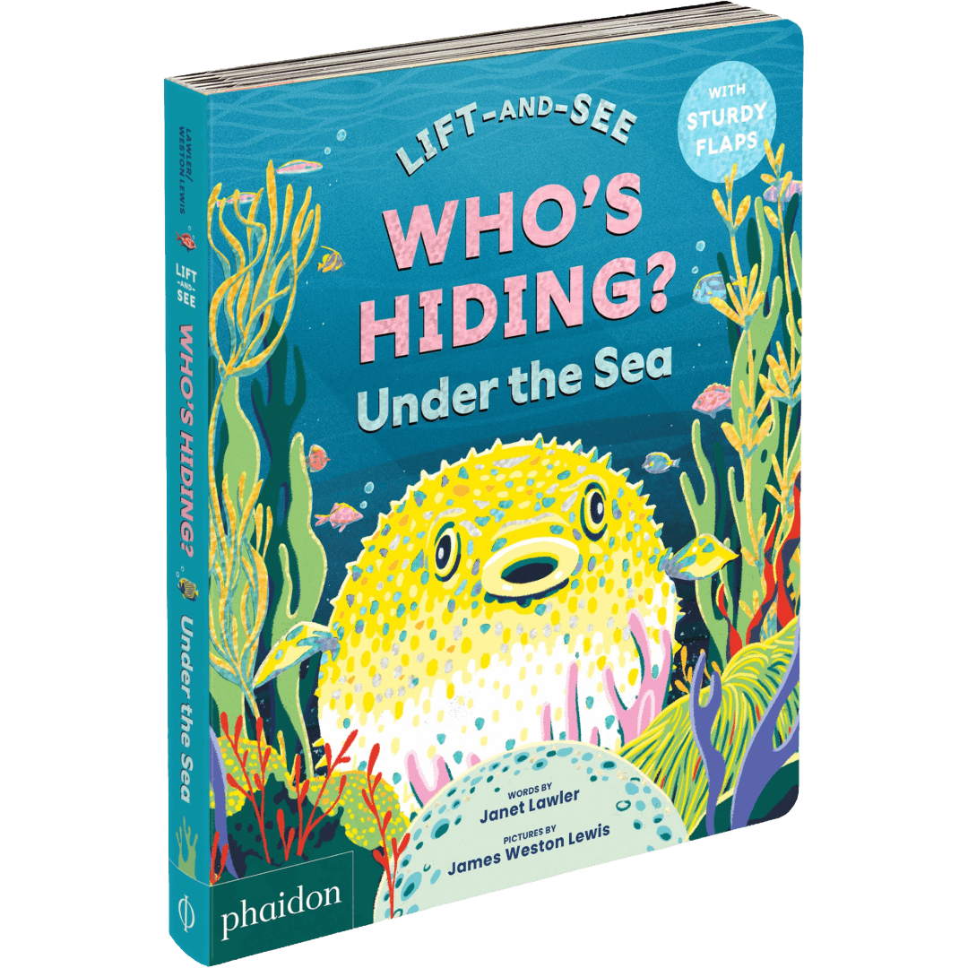 Children's book titled 'Who's Hiding? Under the Sea' with a colorful cover featuring an underwater scene.