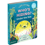 Children's book titled 'Who's Hiding? Under the Sea' with a colorful cover featuring an underwater scene.