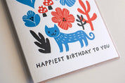 Happiest Birthday Cat Greeting Card