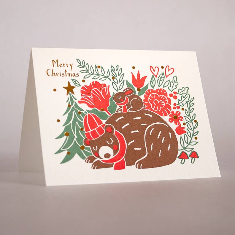 Christmas Beanie Bear Greeting Card