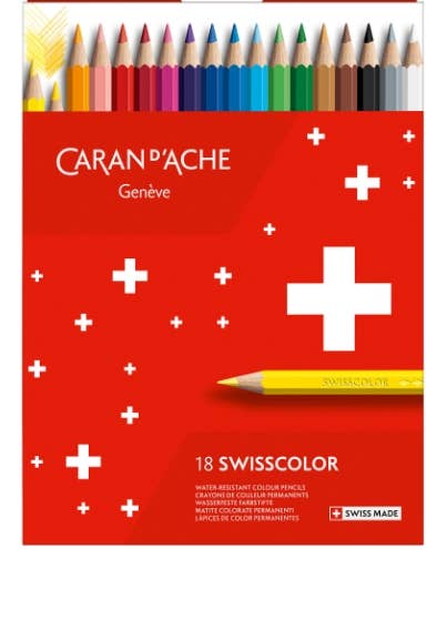 Set of 18 Permanent Colored Pencils SWISSCOLOR