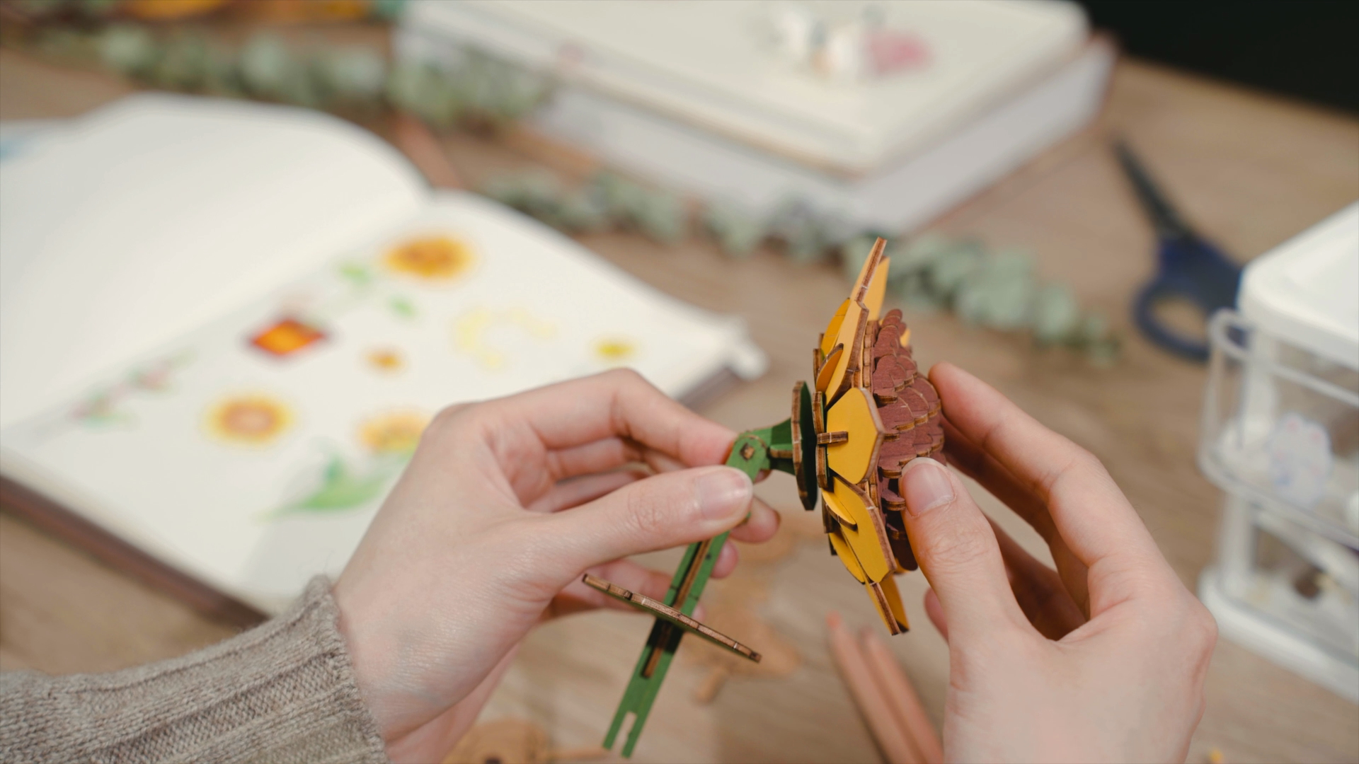 3D Wooden Flower Puzzle: Sunflower