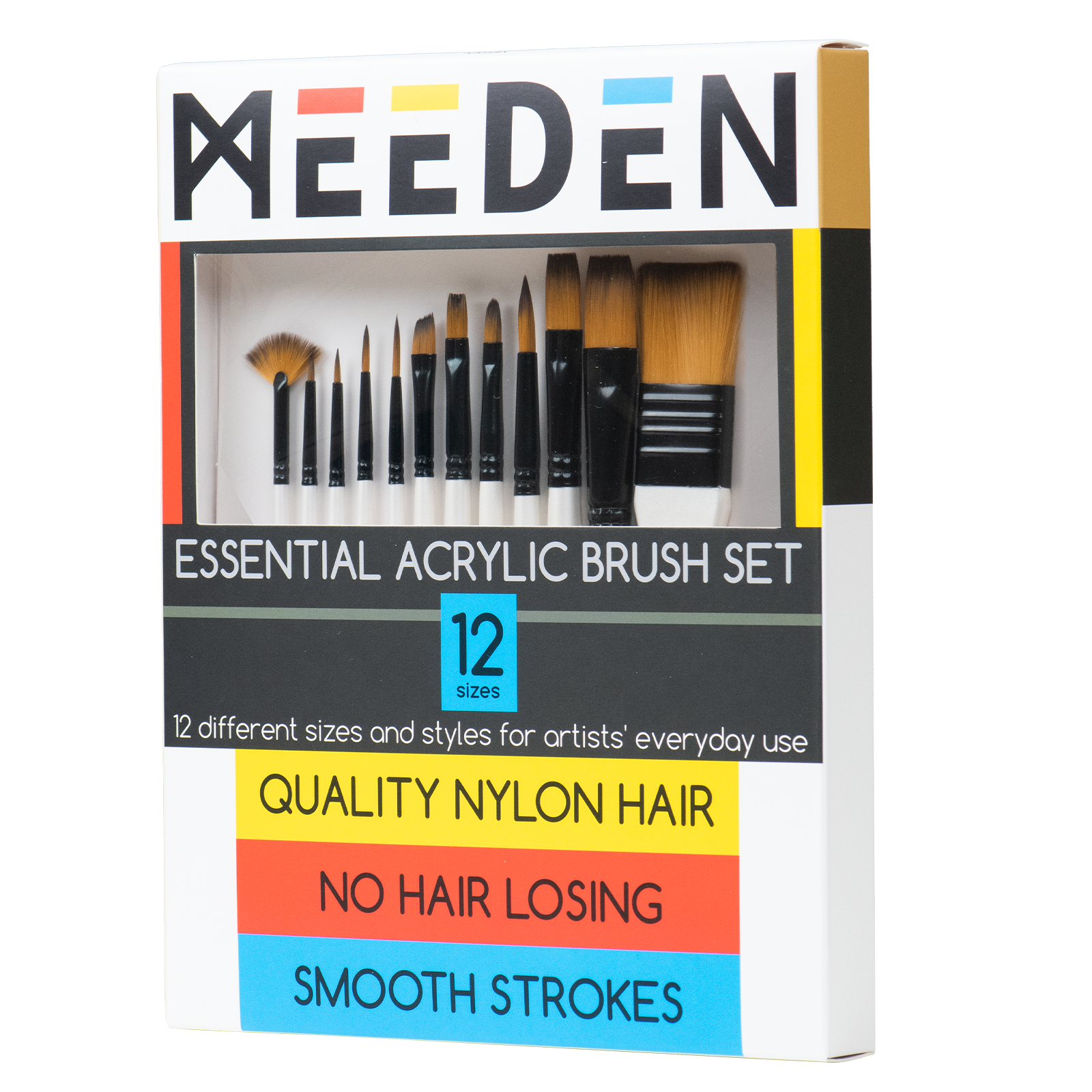 MEEDEN Paint Brushes, 12 Pcs Acrylic Brush, Paint Brushes for Acrylic Painting, Paint Brush for Acrylic, Gouache Paint Brushes, Watercolor Brushes