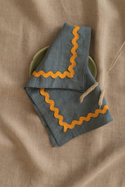 Yellow Lace Linen Napkins Set of 2 - Retro Green, Aqua Blue, Vanilla Sky