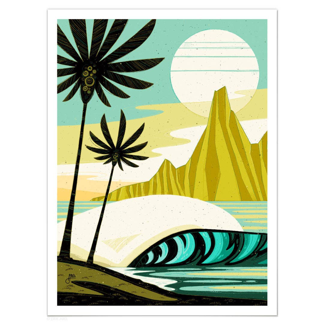 Green Palm Point Fine Art Print 9x12 by Abel Arts