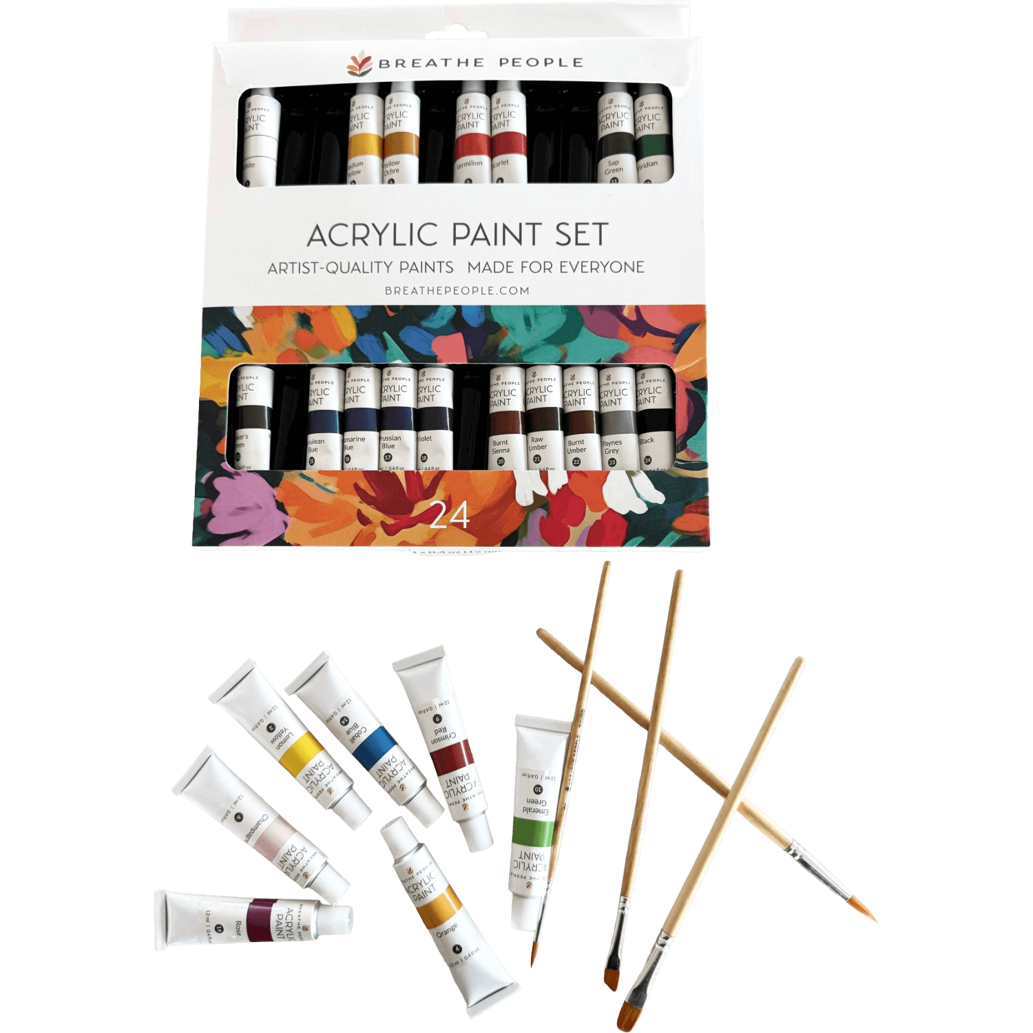 Acrylic paint set with brushes