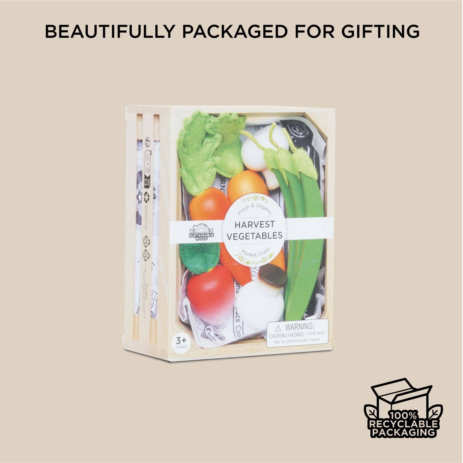 Harvest Vegetables Wooden Market Crate