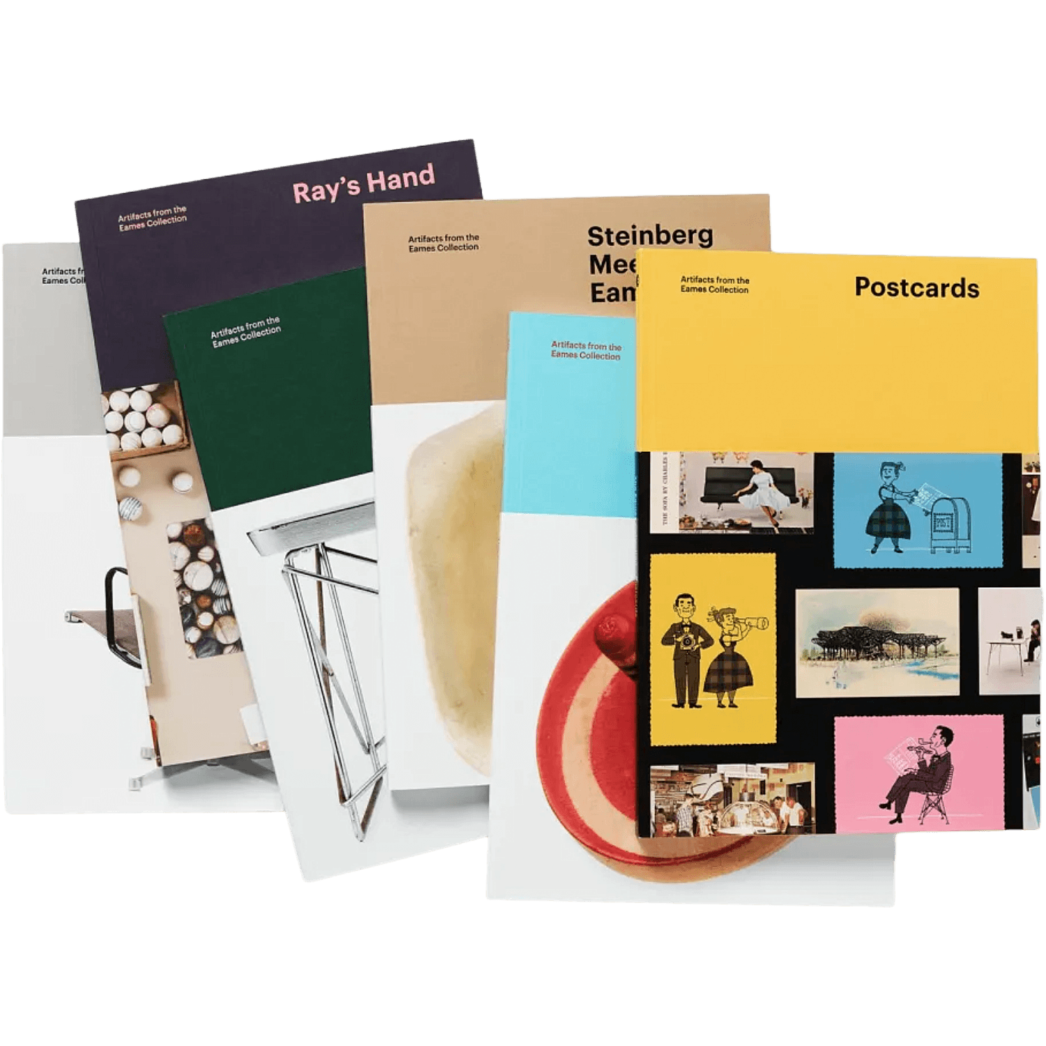 Collection of books with various designs and text.