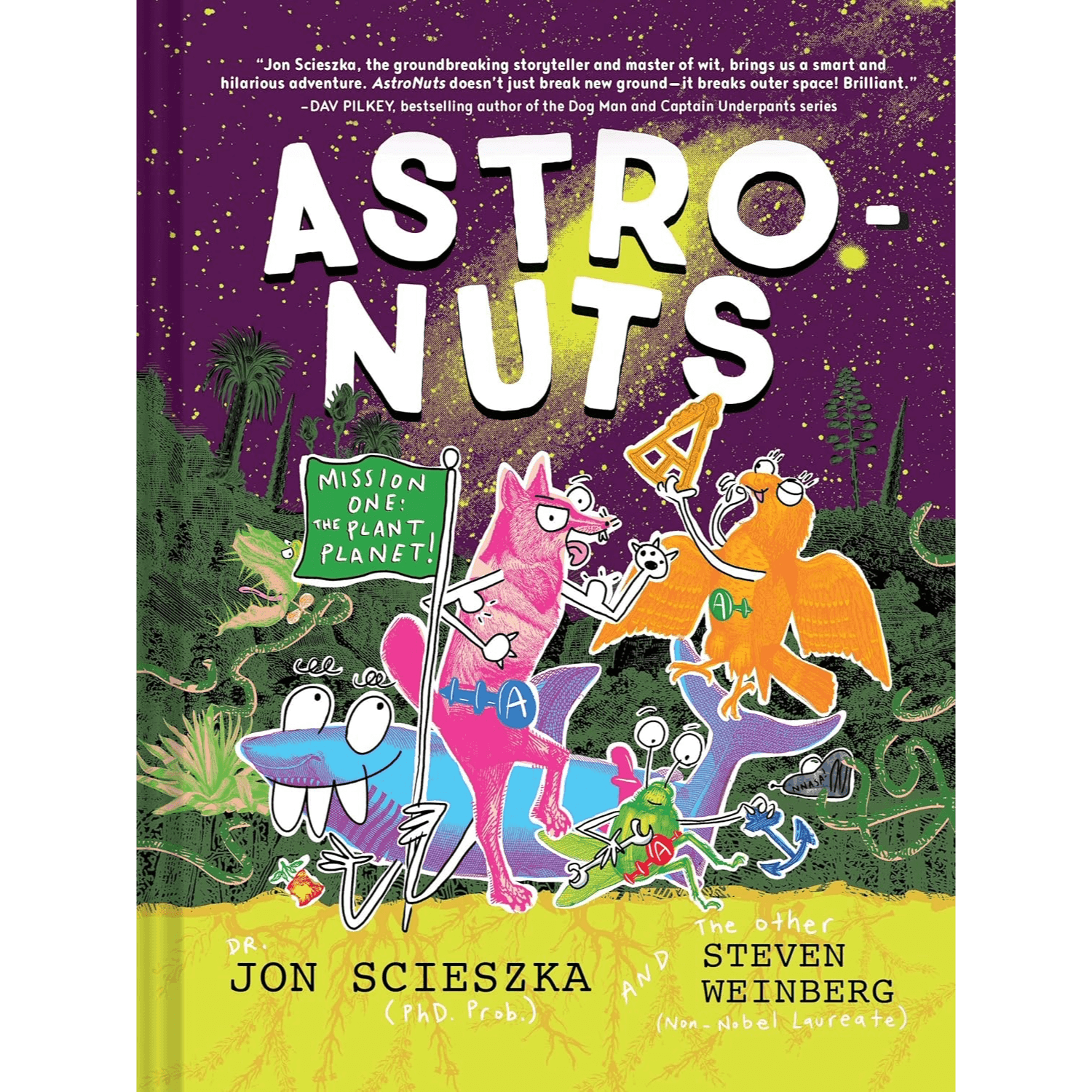 Book cover of 'Astro-Nuts' with colorful characters and space-themed design.