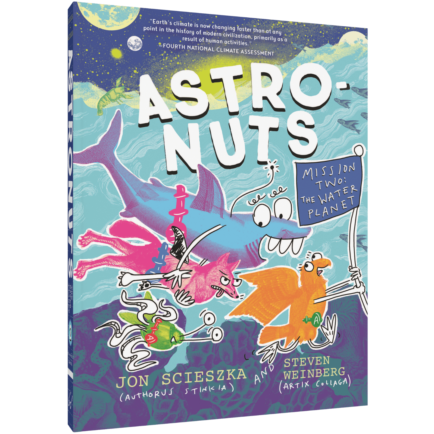 Book cover of 'Astro-Nuts' with cartoon characters and space-themed design