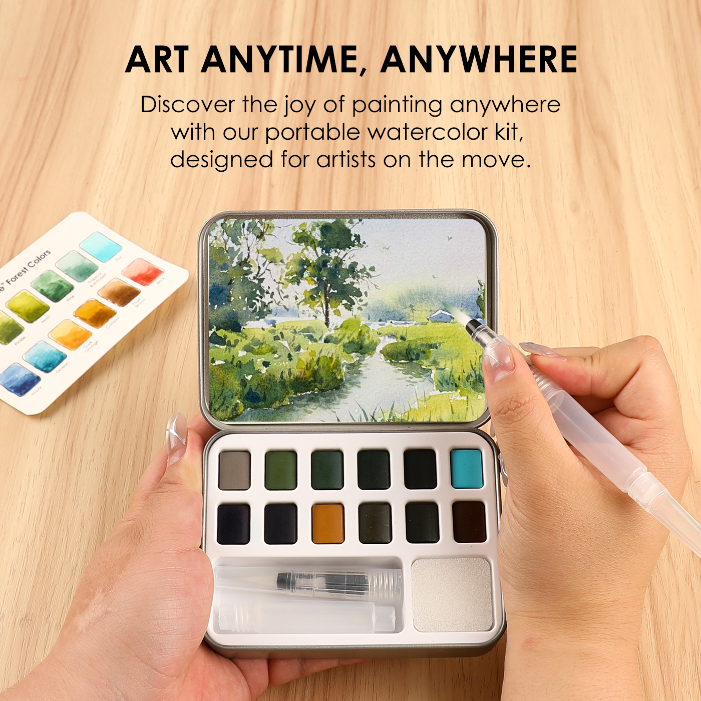 Forest Color Watercolor Pocket Set Of 12 With Brush