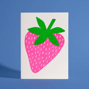 Strawberry Letterpress Blank Greeting Card