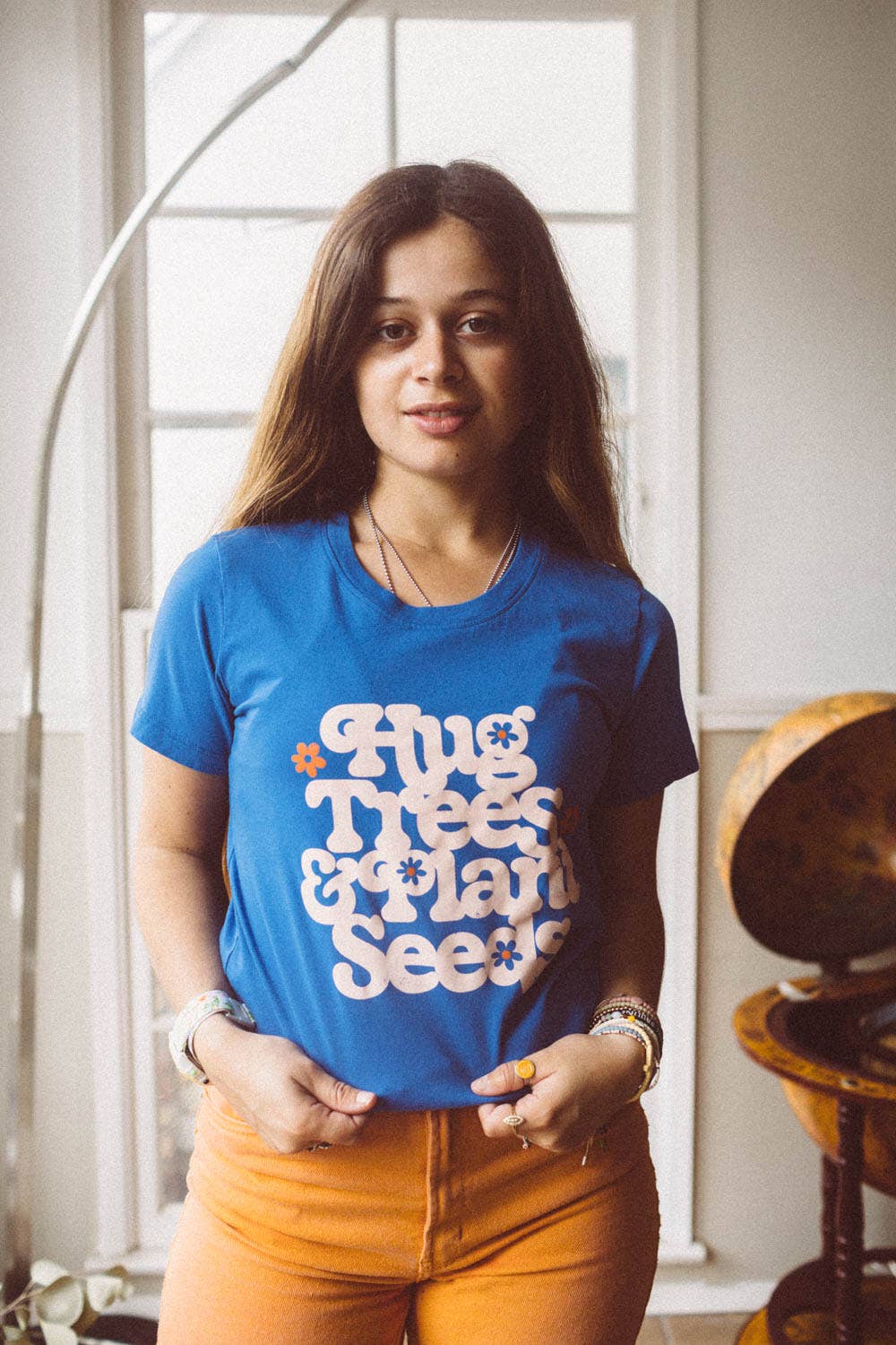 Hug Trees & Plant Seeds: Women's Fitted Crewneck Tee Shirt