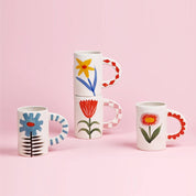 Blue Floral Mug 14 oz. Hand-Painted