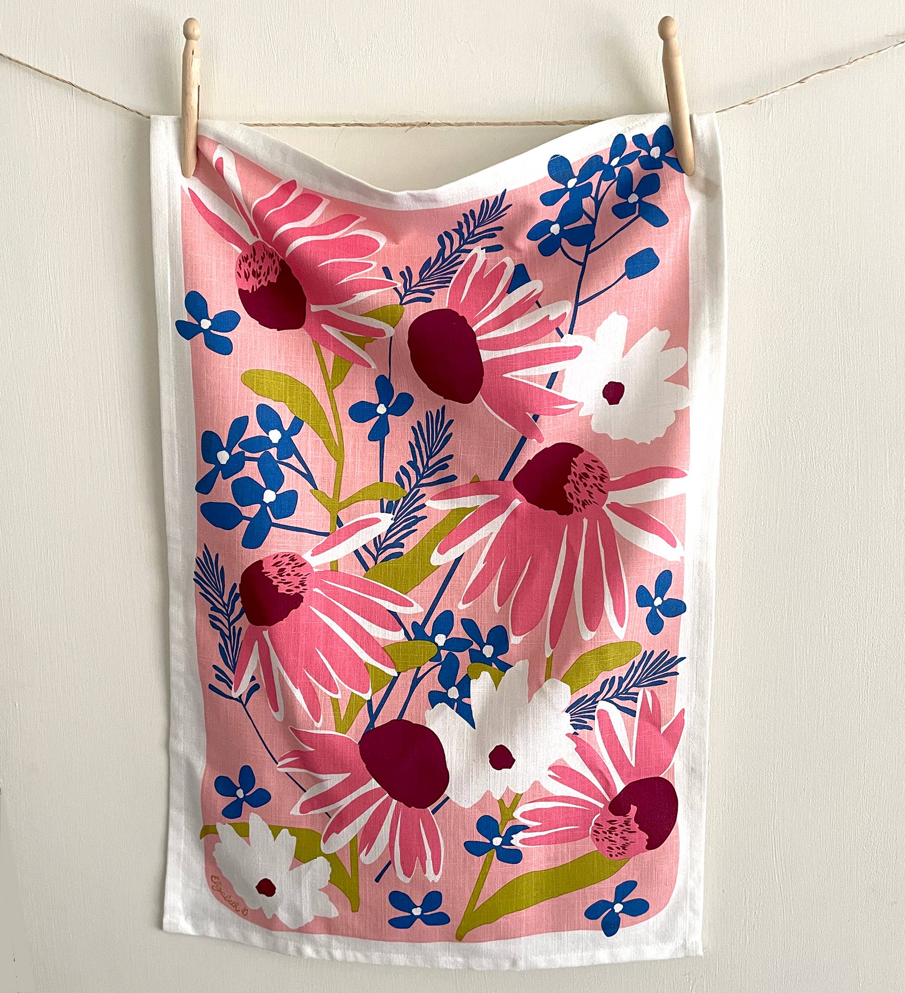 Echinacea Cotton Tea Towel