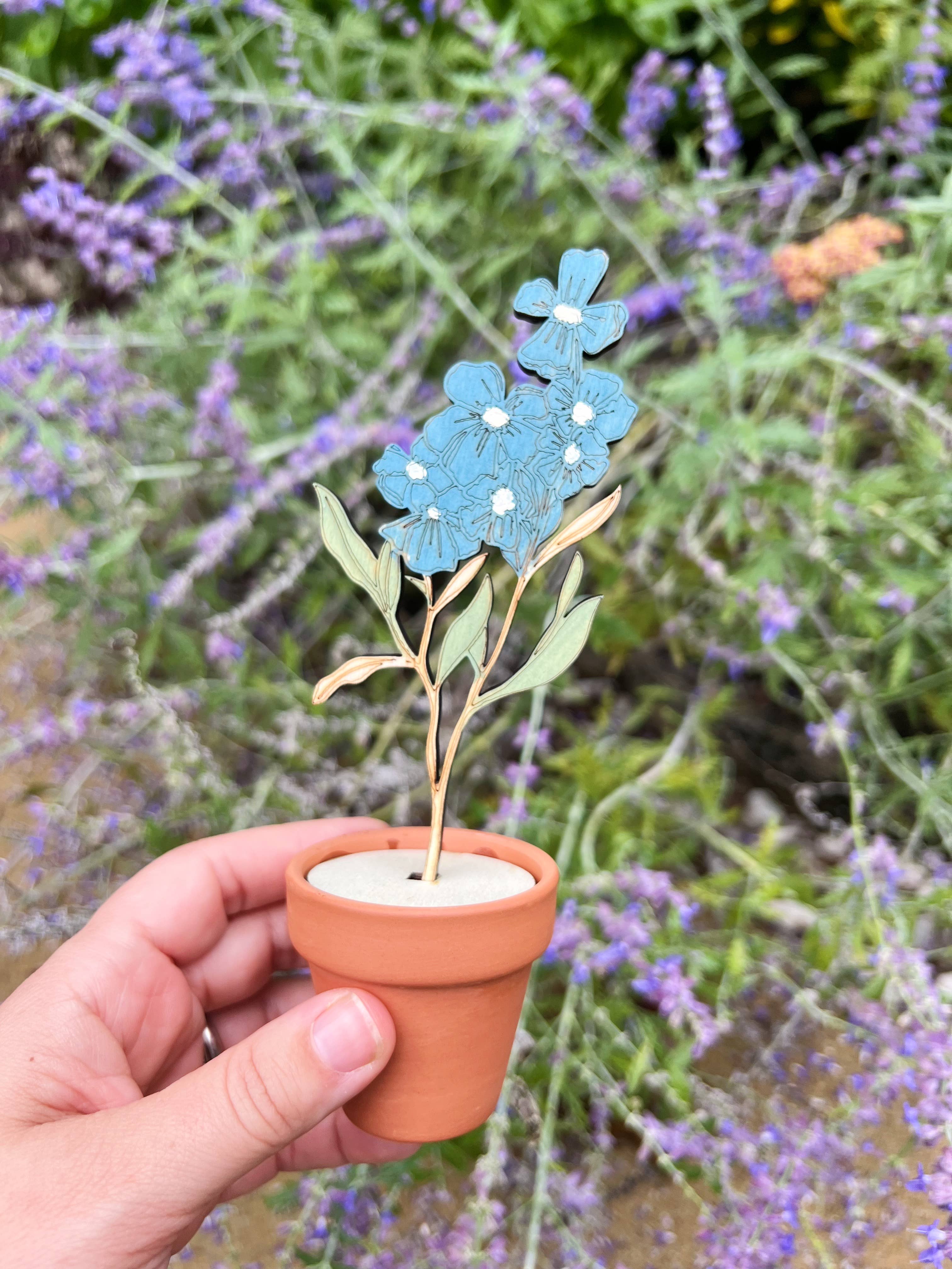 Hand Painted Wooden Flower- Larkspur