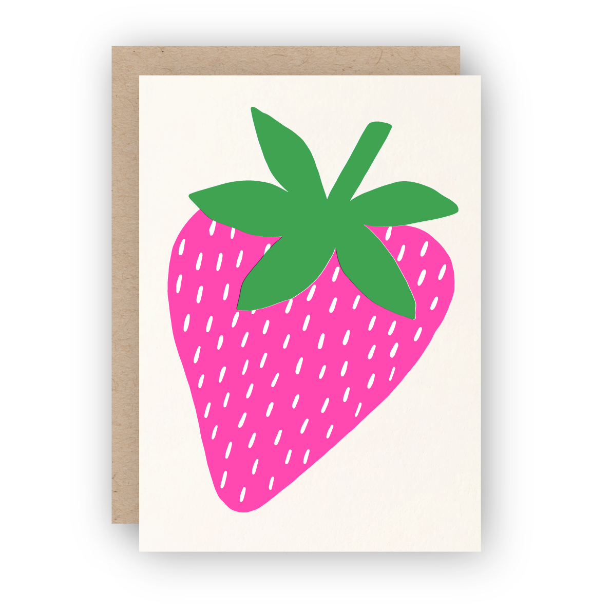Strawberry Letterpress Blank Greeting Card