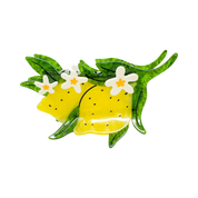 XL Lemon and Flowers Hair Claw Clip
