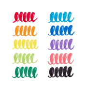 Set of colorful cursive letters.