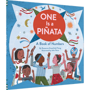 Book cover of 'One Is a Piñata: A Book of Numbers' with children and colorful design.