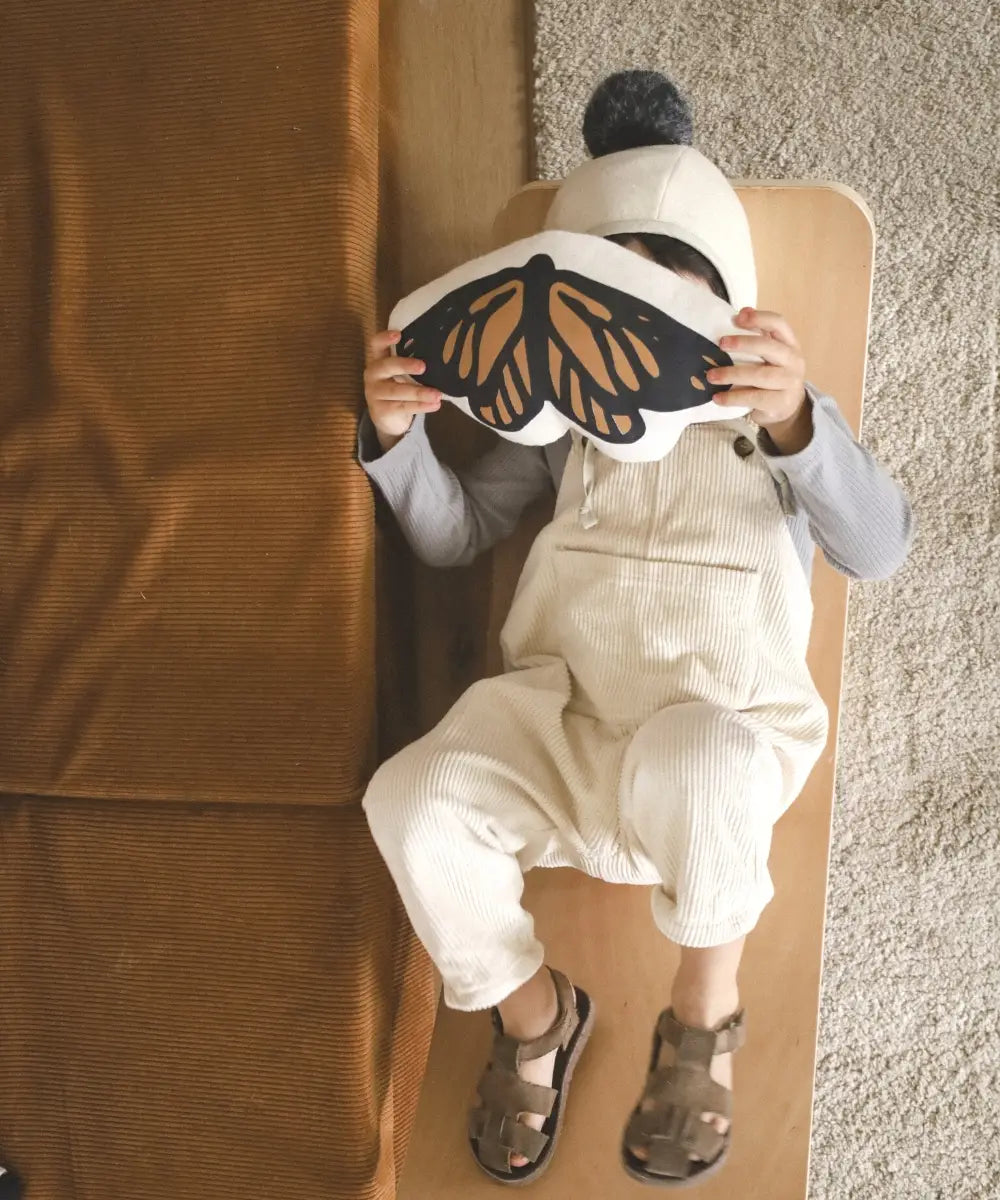 Natural Canvas Butterfly Pillow