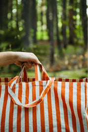 Organic Tote LARGE - Brown Stripes